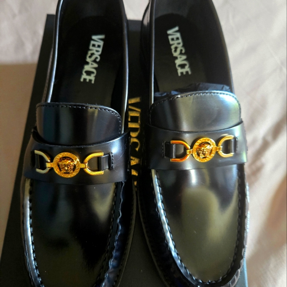 Versace Medusa Slip-on Loafers in size 37.  New with tags in Black.